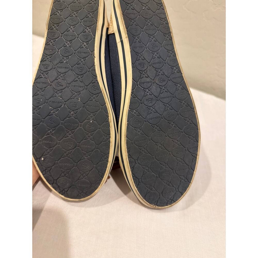 Sebago Womens Ballet Flats Size 8 Navy Raffia Cap Toe Nautical Bow Comfort - Picture 7 of 8